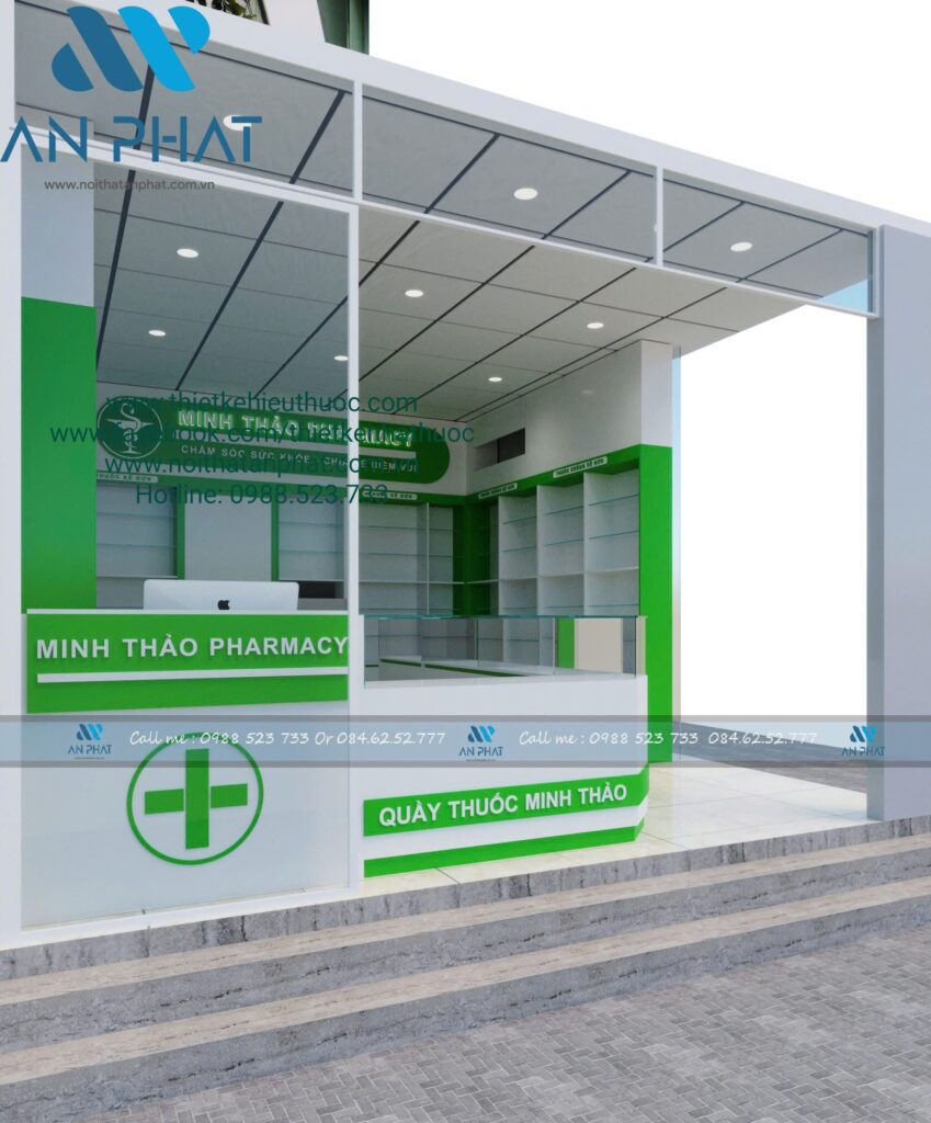 Vì sao nên chọn An Phát thi công phòng khám đạt chuẩn y tế? 14 Thiet ke nha thuoc tay dep 1 min